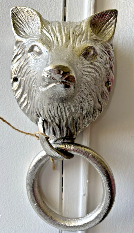 New Fox Head Door Knocker Silver Metal 5.5″x 11.5″ 2 Available