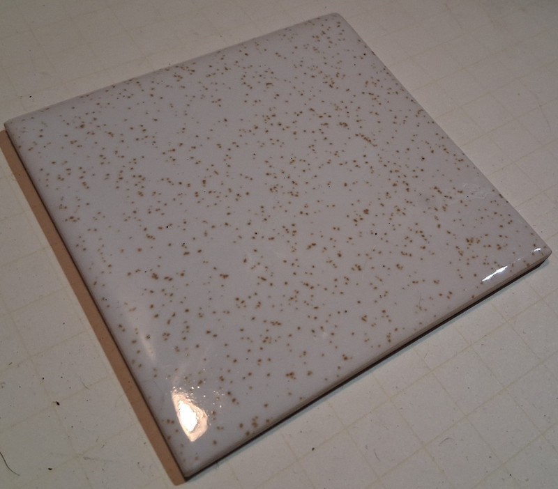 Vintage Mariwasa 4 1/4"S MCM Gold Brown Speckled Off White Ceramic Tile Bullnose