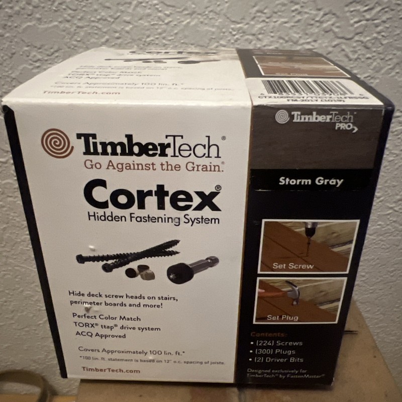 TimberTech Cortex Storm Gray￼ 2.5” Hidden Deck Fastening System 100 Sq Ft