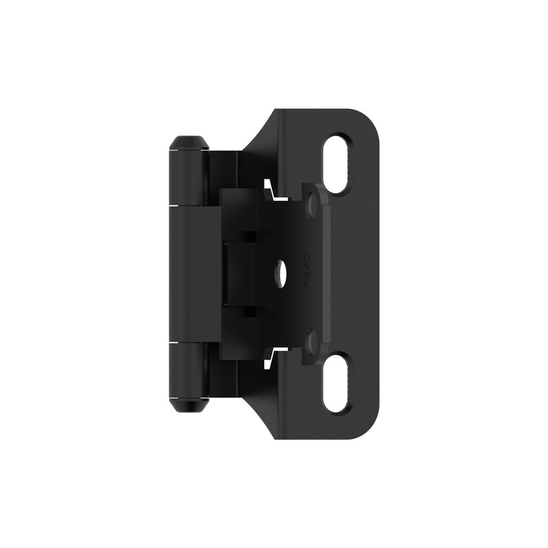 Matte Black 1/4″ Overlay Self-Closing Cabinet Hinges 2-Pack