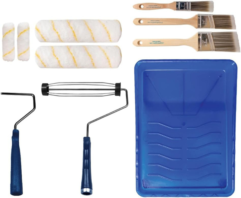 Paint Roller Kit, Brush & Roller,10 Piece Set, Wall Painting Naps for Profession