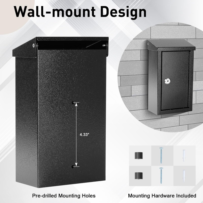 Wall-Mounted Key Drop Box with Key Lock, Metal Mailbox, Indoor& Outdoor Stora... gallery