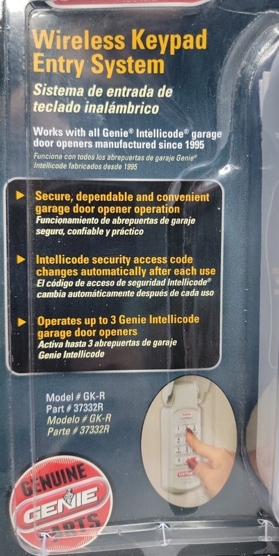 Genie Intellicode Wireless Keypad Garage Door Opener - 37332R gallery