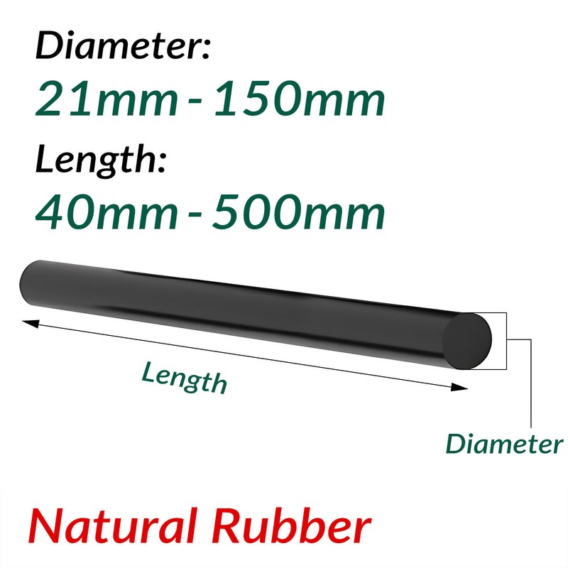 Black Solid Natural Rubber Round Rods Rod Materials Dia 21mm-150mm 40-500mm long gallery