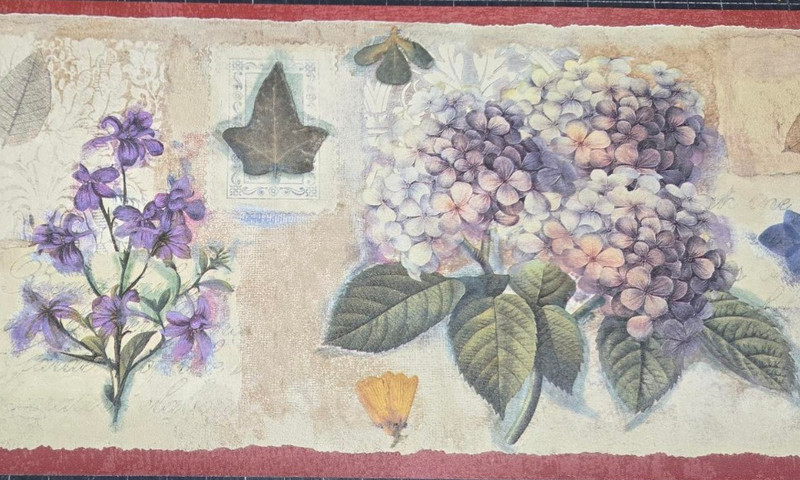 Flower Collage Wallpaper Border Hydrangea Floral Lilac Wall Decor DW30173 gallery