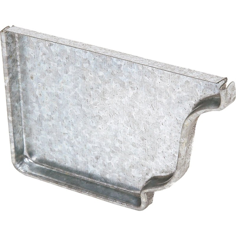 Amerimax 4 In. Galvanized K-Style Left Gutter End Cap 15205 Amerimax 15205