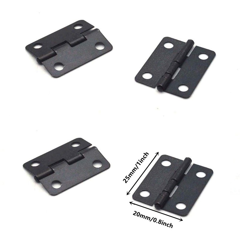 1" x 3/4" Metal Foldable Butt Hinge for Cabinet Door Closet Black 48Pcs gallery