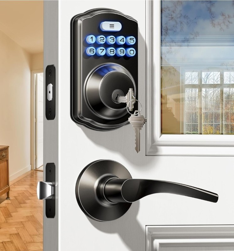 Veise Keyless Entry Door Lock with 2 Lever Handles – Electronic Keypad Deadbolt