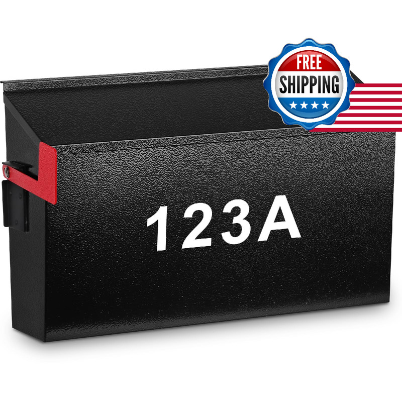 KYODOLED Wall Mount Mailbox w/Flag & Number Stickers, Galvanized Steel, Large
