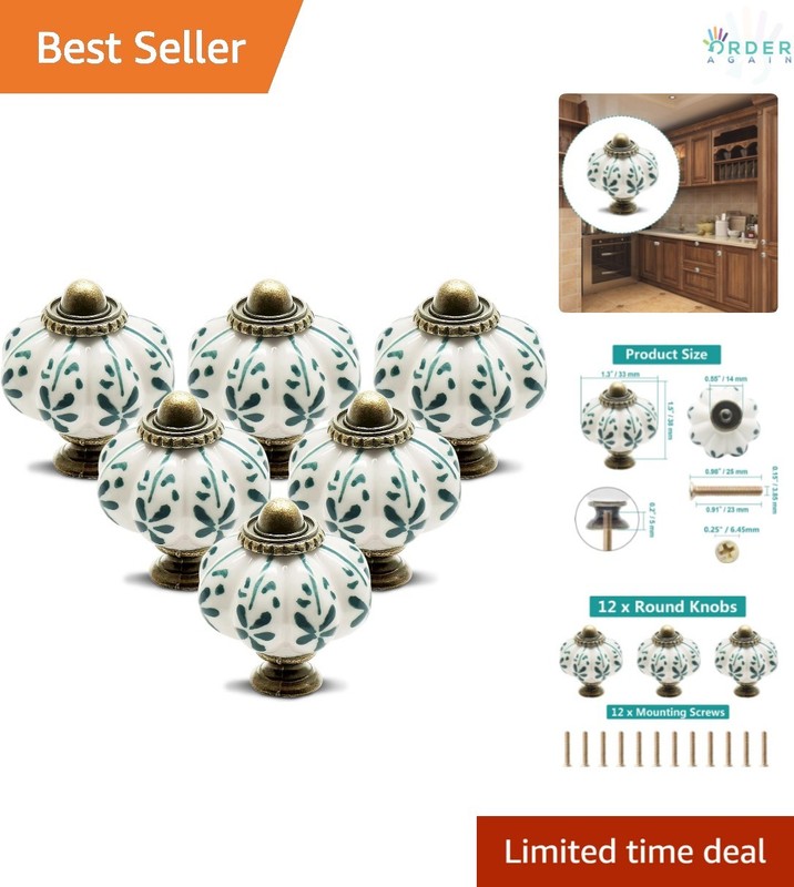12pcs Ceramic Pumpkin Drawer Knobs Vintage Bronze Handles for Cabinets Dressers