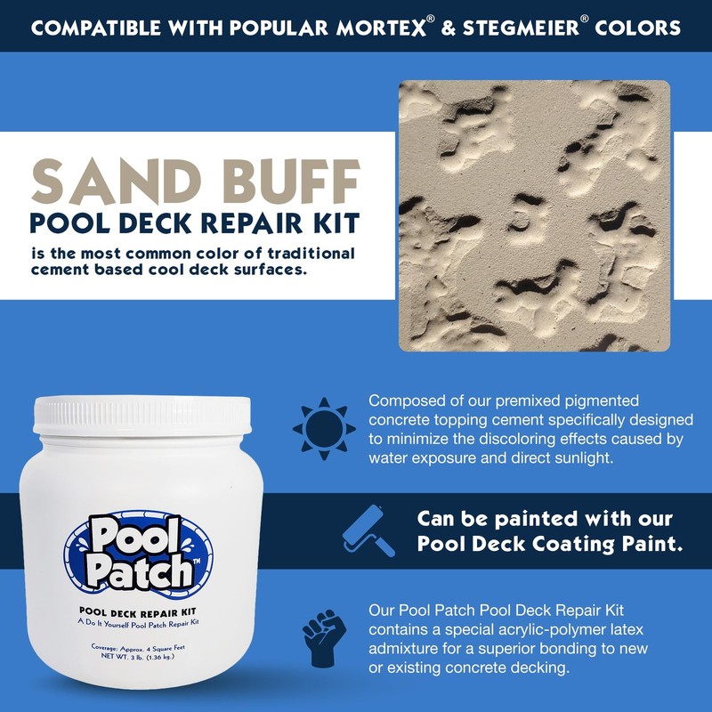 Pool Patch Deck Repair Kit - Sand Buff 3lb Cool 3-Pound, white gallery