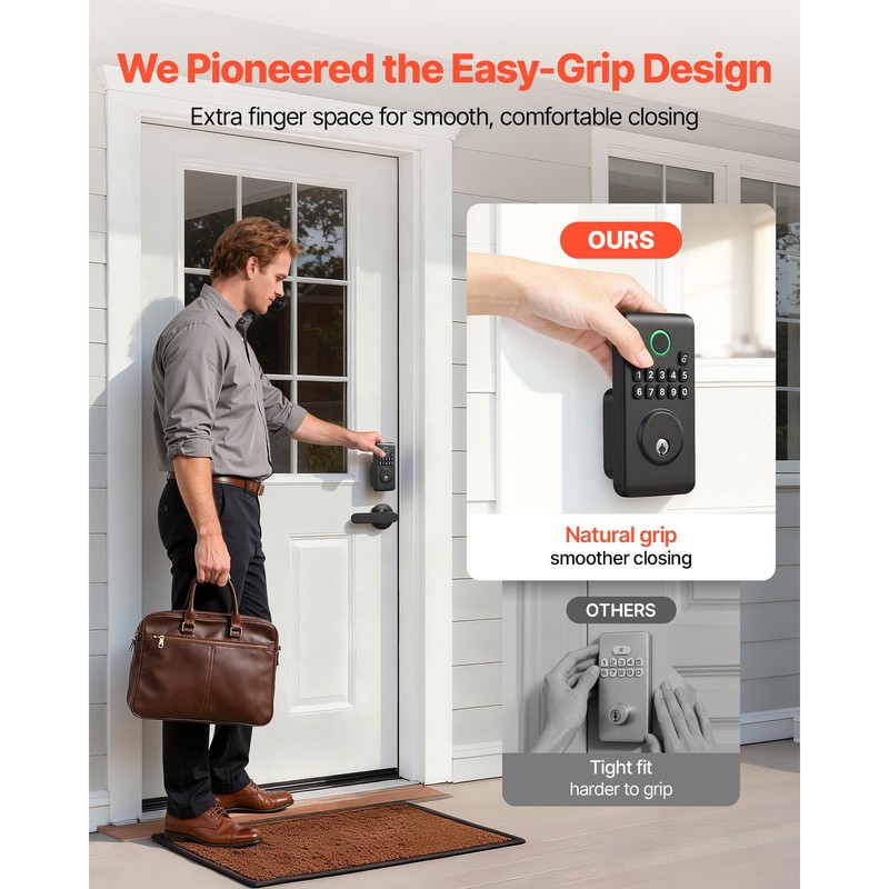 Uimoso Keyless Entry Door Lock with Handle Set, Electronic Deadbolt, Matte Black gallery