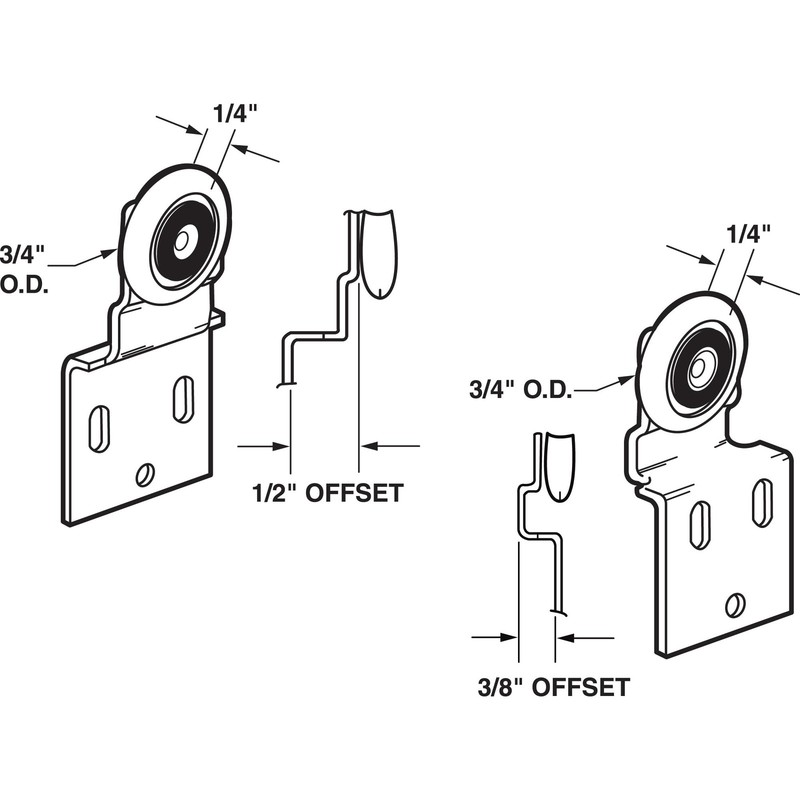 3/4 Inch Sliding Closet Door Roller Kit Zinc Replacement Hardware Set gallery