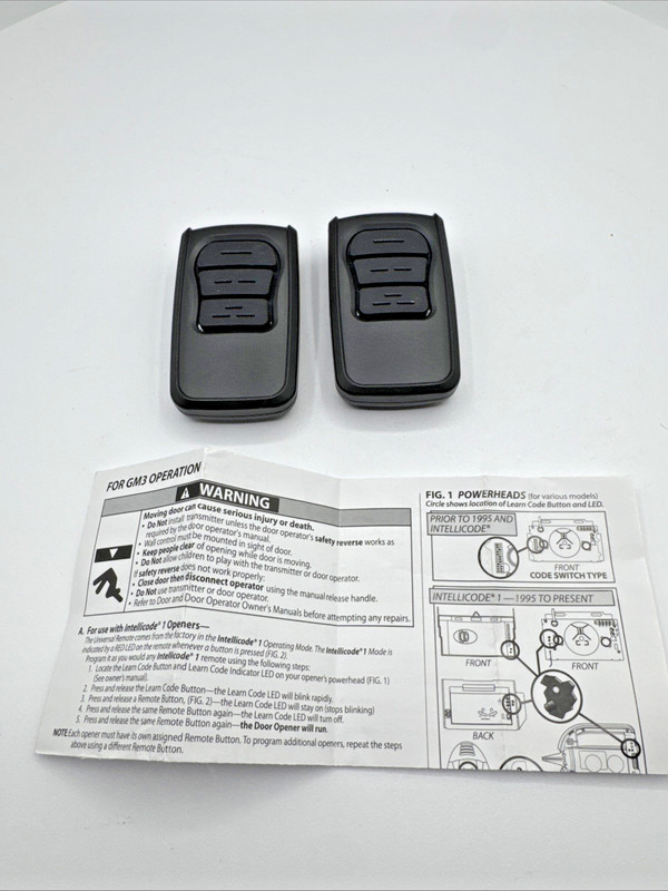 2-Pack GM3T-R 3-Button Remote Replacement for Genie Intellicode 315/390 MHz