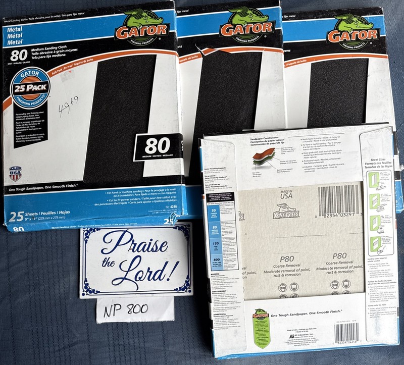 4- (25 Pack) Gator Blade 9 In. W x 11 In. L 80 Grit Emery Cloth 4246 Gator Blade
