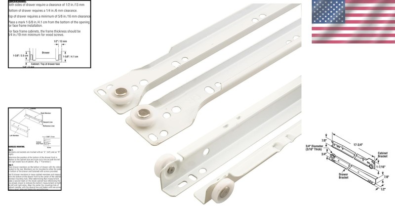 R 7211 Self-Closing Drawer Slide Kit - 17-3/4" Steel Tracks, Easy Install gallery