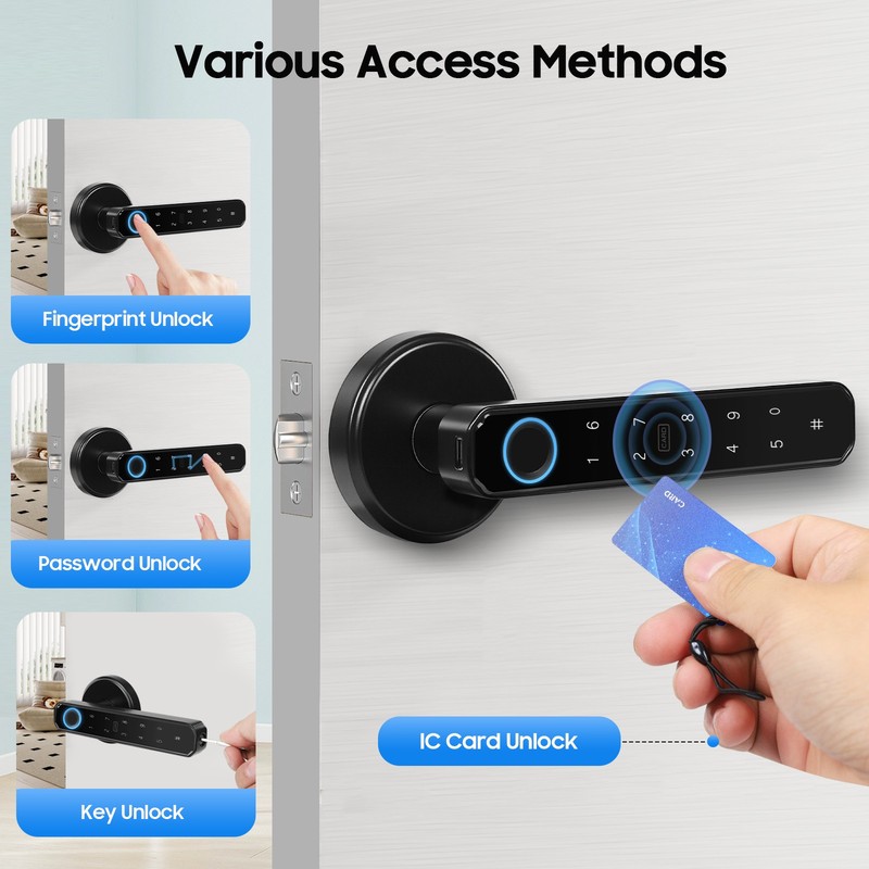 Fingerprint Door Lock Smart Keyless Entry With Password Card Key For Home Office