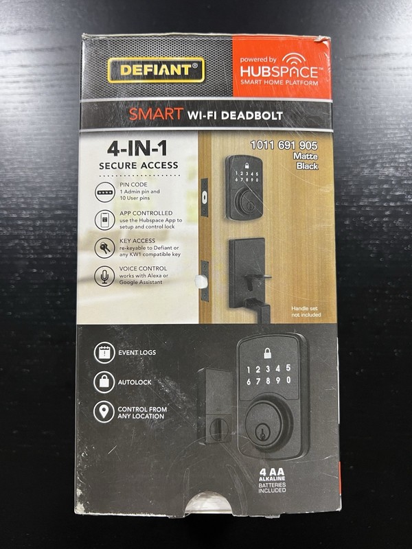 Defiant Square Compact Matte Black Electronic Single Cylinder Deadbolt gallery