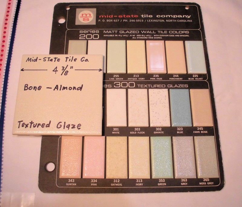 1 pc. Ceramic Tile *Bone-Almond* by Mid-State Co. 4-3/8" (NOS) Textured Glaze gallery