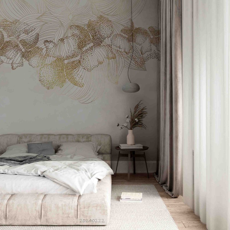 3D Floral Wave Point Figure Line Self-adhesive Removeable Wallpaper Wall Mural gallery