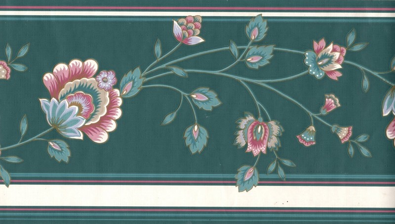 Floral Pattern Wallpaper Border Prepasted, Washable, Strippable 15 feet x 7″