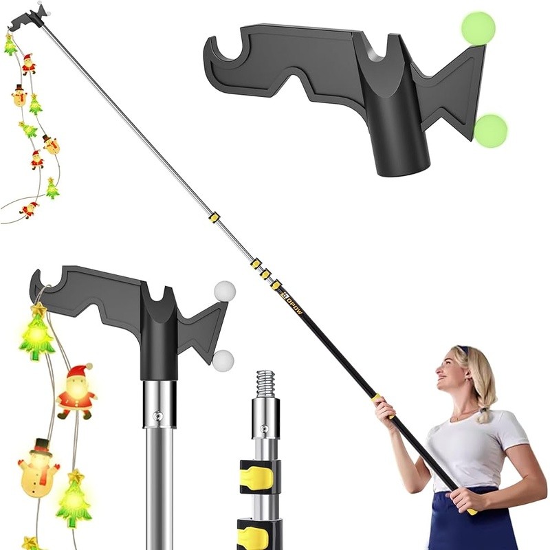 Telescopic Pole Extension W/ Luminous Hook Easy Light Hanging & Decoration New