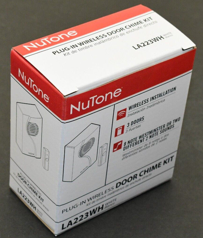 NuTone Plug-In Wireless Chime Kit – Model LA223WH – WHITE 3-Doors Door Bell