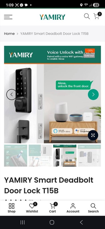 Yamiry Smart Lock Keyless Entry, Digital, Front Door Deadbolt gallery