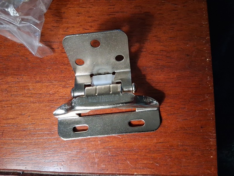 1/4" Overlay Partial Wrap Around Self Closing Cabinet Door Hinges Satin Nickel gallery