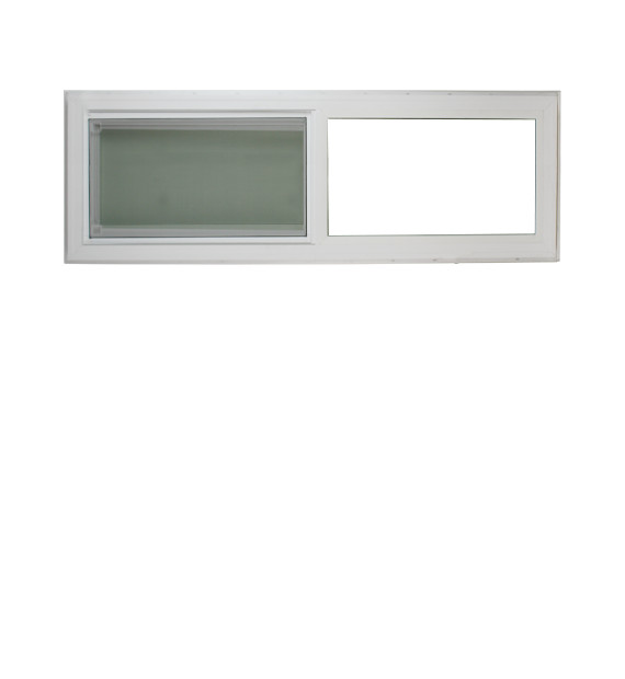 Double Pane Horizontal Window 48" x 16" DP30 TEMPERED GLASS White Vinyl Window
