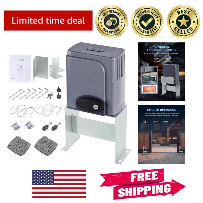 Secure 1400 lb Automatic Sliding Gate Motor with Advanced Protection Features