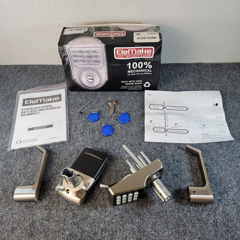 NIB EleMake MKD001P Mechanical Keyless Door Handle Set Deadbolt Keypad *NO LATCH