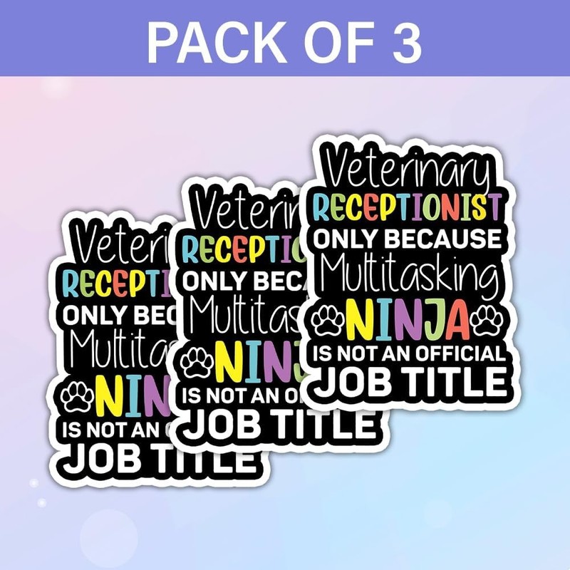 Receptionist Multitasking Ninja Office Stickers (3-Pack) - 3x4 Inch Graphic Bump gallery