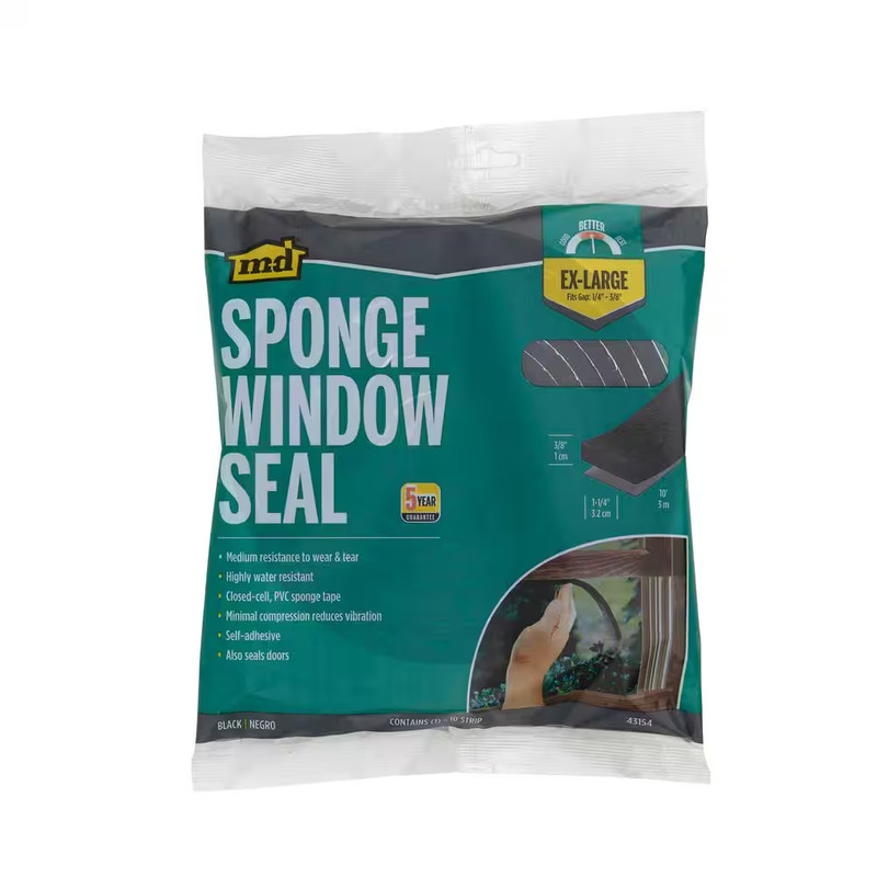 1.25 In. X 10 Ft. Black Sponge Window Seal for Ex-Large Gaps Weatherstrip Roll gallery