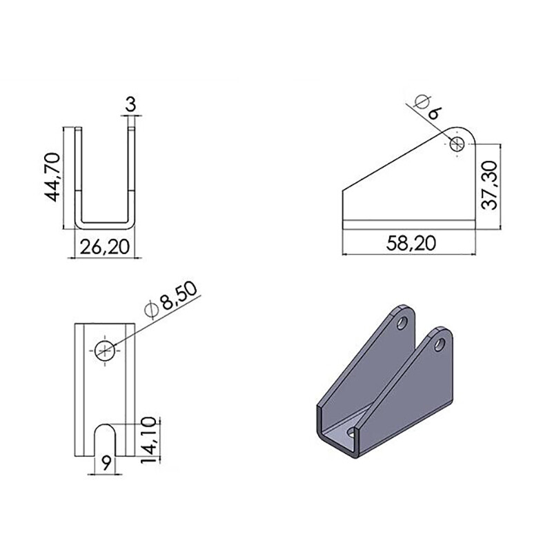 1 Pair（2pc）Linear Actuator Window Opener DC Reciprocating Motor Mounting Bracket gallery