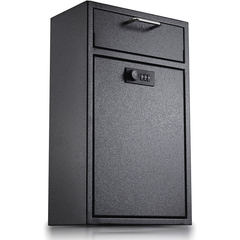 Mailbox Key Drop Box Front Locking Cabinet Anti-Theft Heavy Duty Steel Black