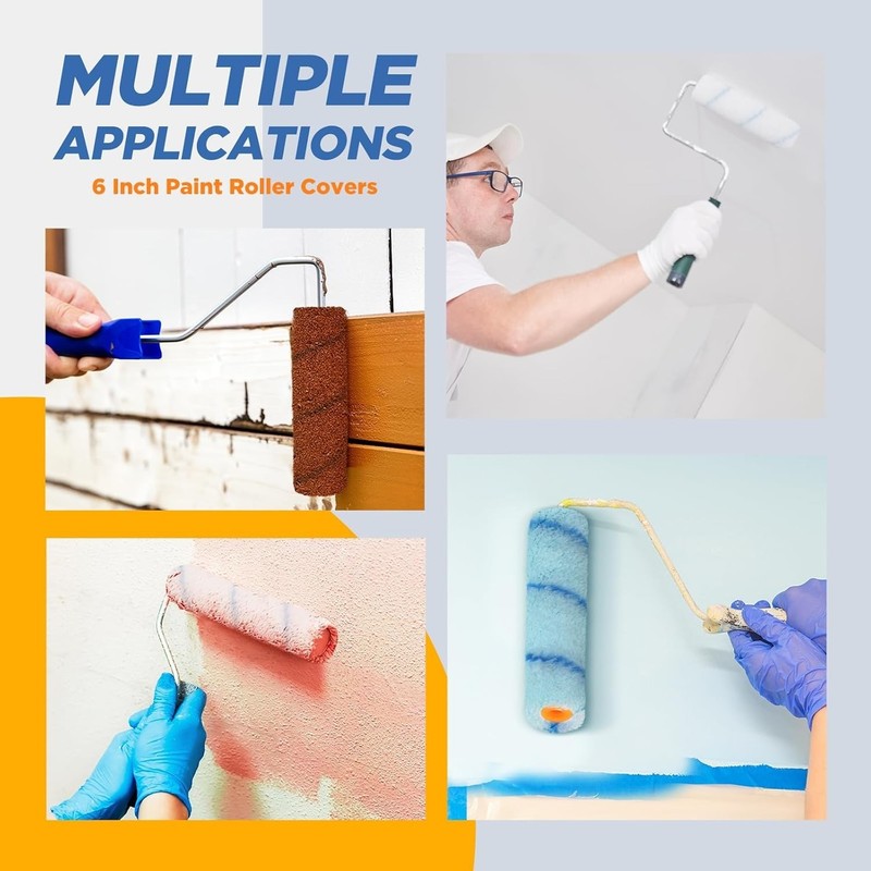 150 Pcs 6" x 1/2" Paint Roller High Density Microfiber Refills Mini Covers Paint gallery