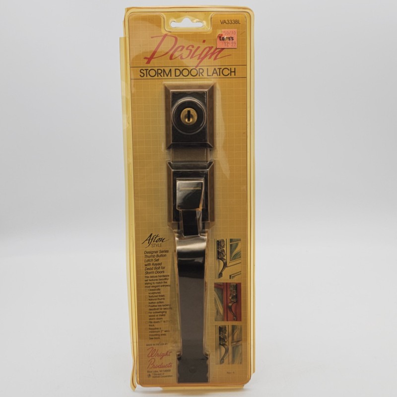 Wright Products Storm Door Latch Lock Set Black Keys VA333BL Afton Style Vintage