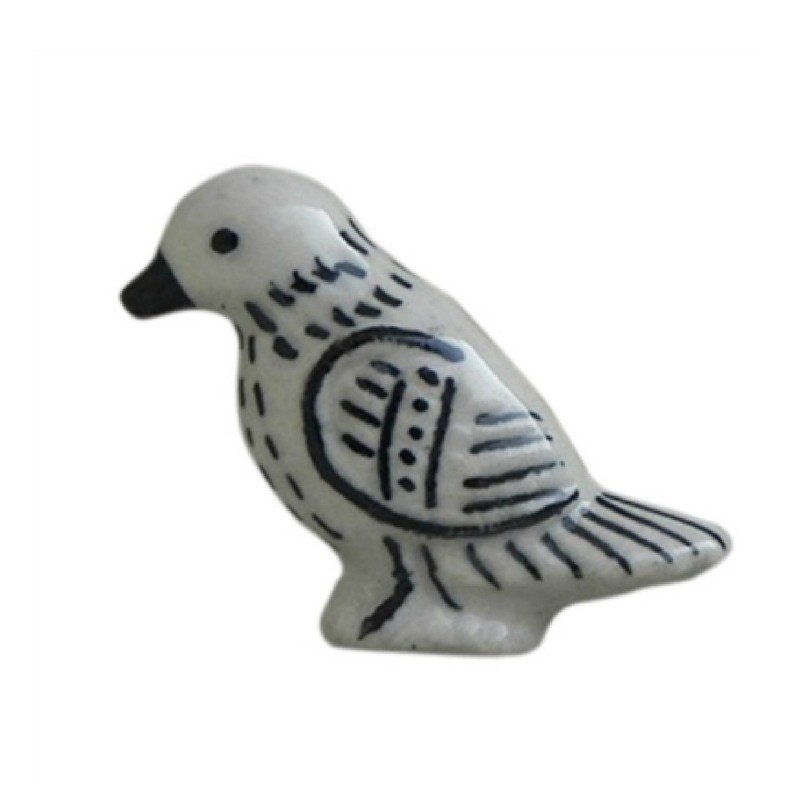 Black White Bird Ceramic Cabinet Knobs - Set of 4