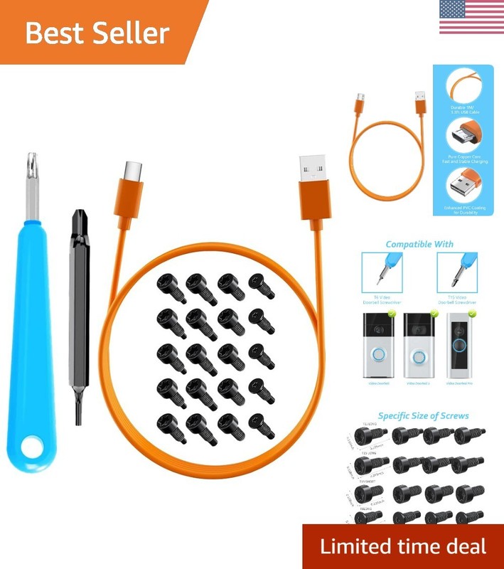 Ring Doorbell Replacement Kit – Cable, Screwdriver T6 T15 & 20Pcs Screws with…