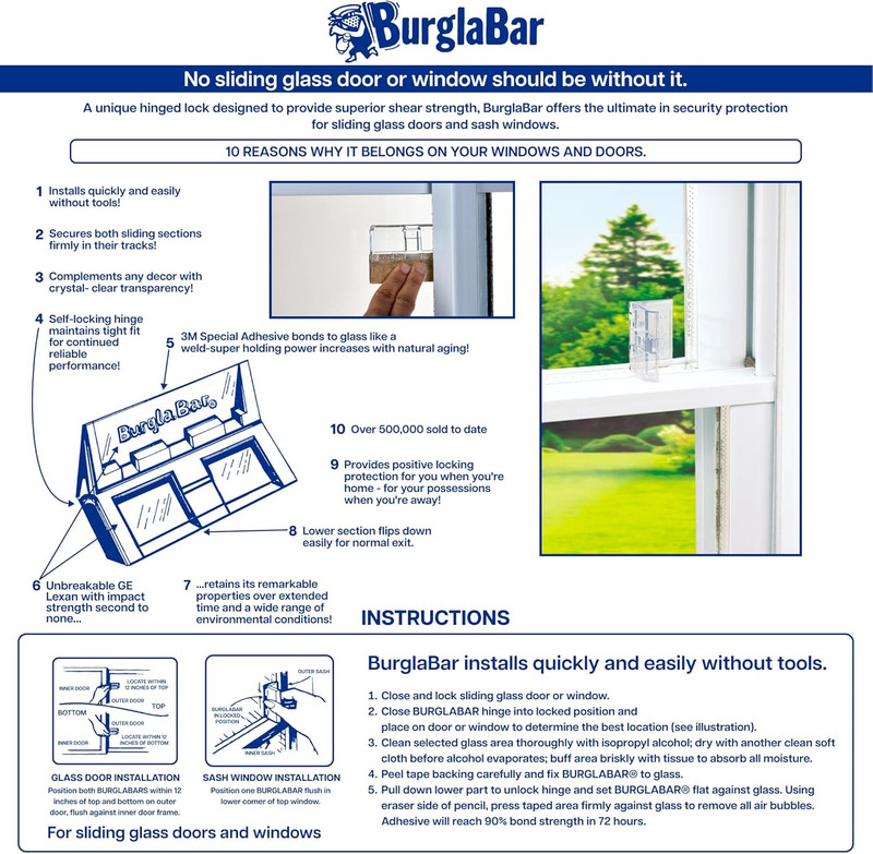 2 Pack Additional Security for Sliding Patio Doors,Sliding Glass Windows. and Ca gallery