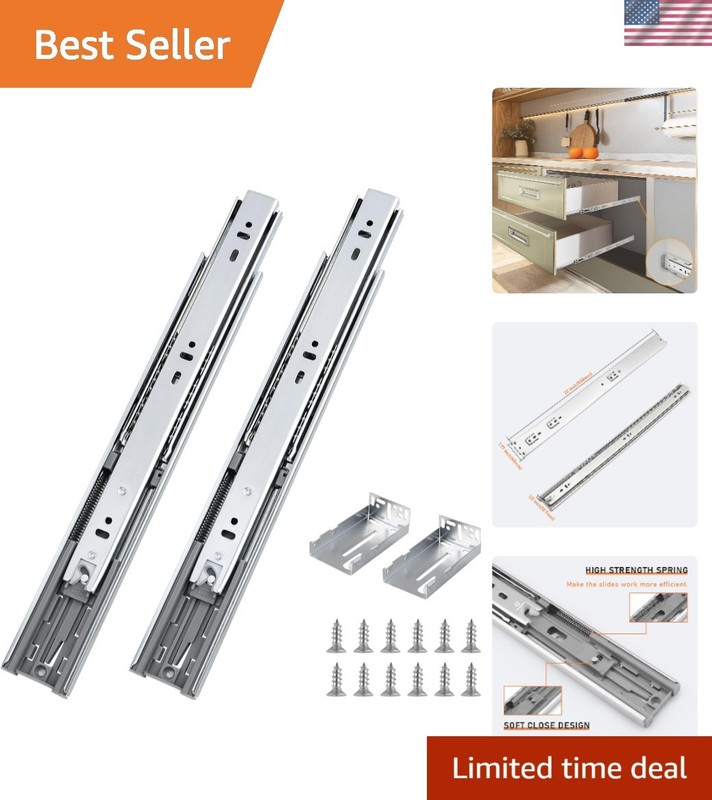 22 Inch Heavy Duty Drawer Slides – Soft Close & Full Extension (6 Pairs)