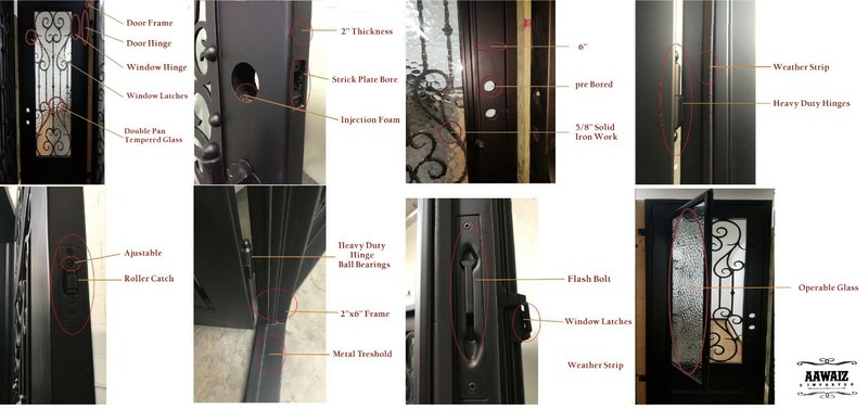 Reno Model Single Front Entry Wrought Iron Door Rain Glass gallery