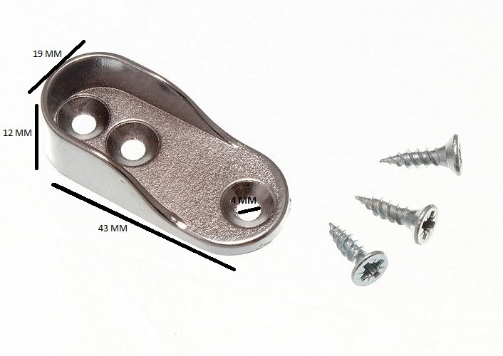 Wardrobe rod rail socket end support oval bracket 15mm x 32mm CP pack of 2