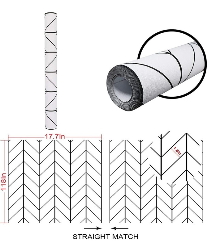 LXCREAT Removable Wallpaper Forgiving Black/White Stripes Peel and Stick…