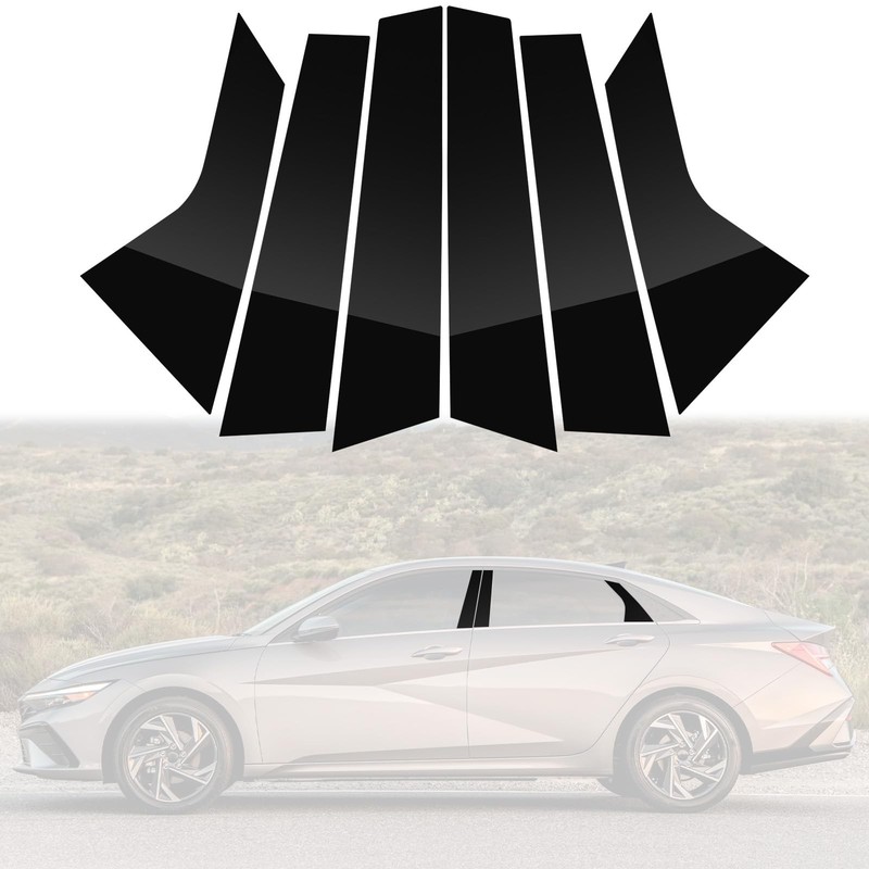 Door Window Pillar Posts Trim Compatible Elantra 2021-2024 6Pcs Moldings