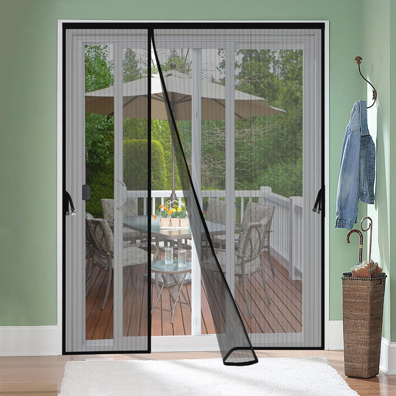 Reversible Left Right Side Opening Magnetic Screen Door for 60 X 80 in French Do