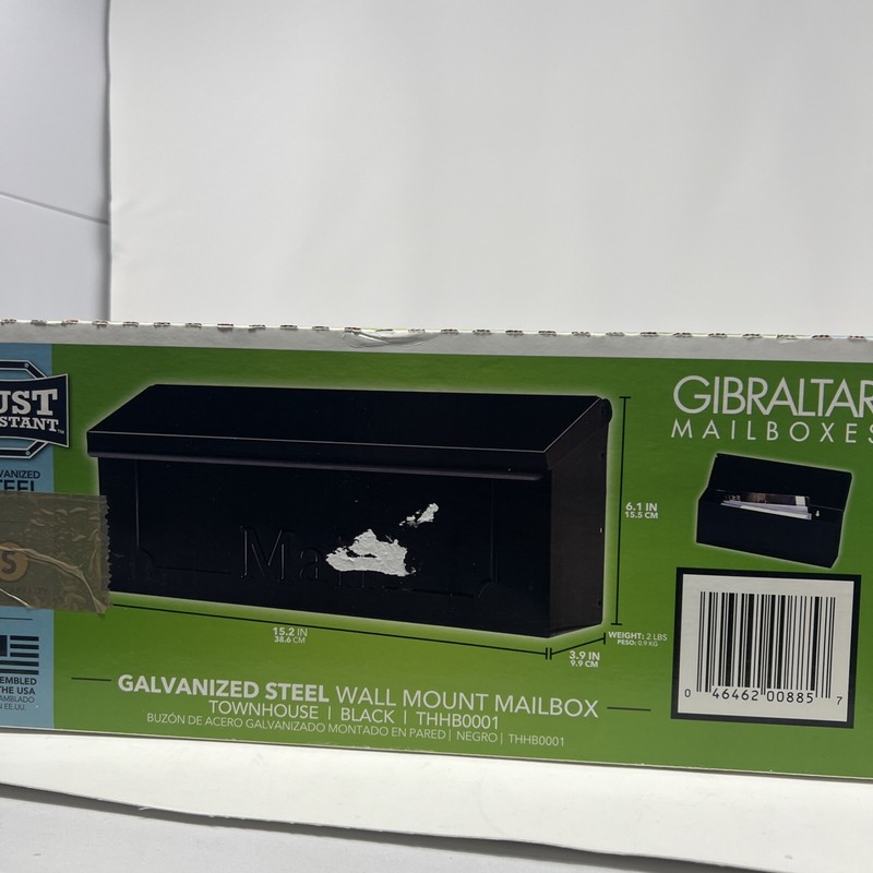 Gibraltar Mailboxes Townhouse Small Capacity Galvanized Steel Black Wall Mount