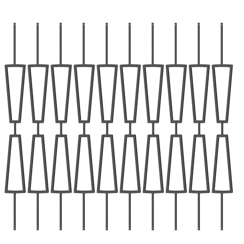 10pcs Wrought Iron Balusters – Double Trapezoid Design for Stair Railing & Fence