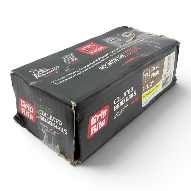 Grip-Rite GRF18112 1-1/2″ 18-Gauge Brad Nails Lot Approx. 4,000 Nails T2 Open Bx